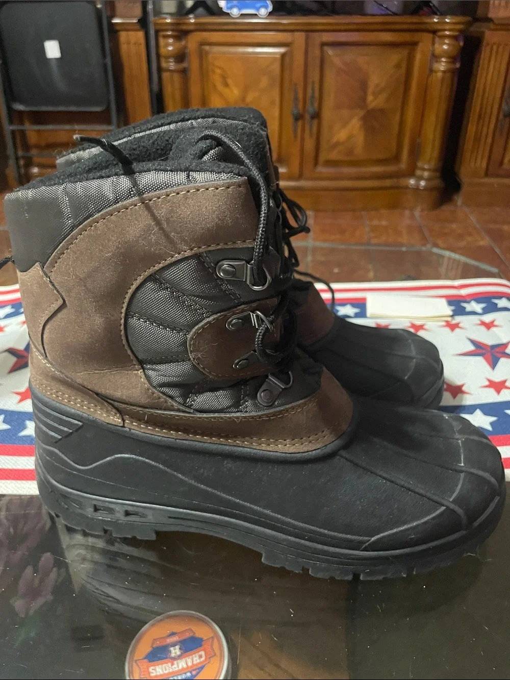 Source Unknown Black and Brown Men's Rain & Snow Boots